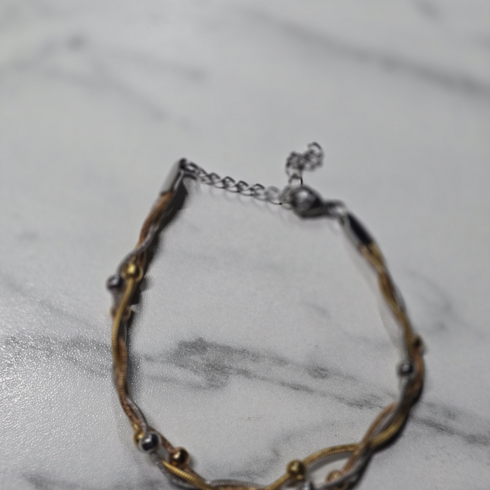 Elegant Stainless Steel Silver and Gold Bracelet - Picture 2 of 4